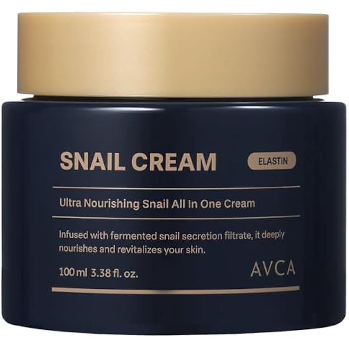 Avca SNAIL MUCIN FACE CREAM MOISTURIZER 100ML(3.38 FL. OZ)  HYDRATING ANTI AGING KOREAN SKIN CARE, HELPS IMPROVE ELASTICITY & FINE LINES WITH HA & COLLAGEN - Image 1
